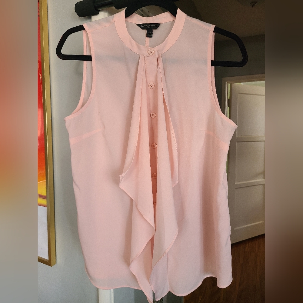 Banana Republic Light Pink Ruffle Blouse